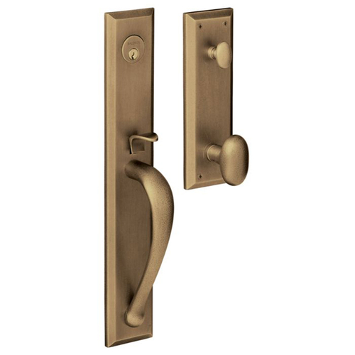 Left Hand Lever Entry Cody Full Escutcheon Emergency Egress Handleset Antique Brass Finish