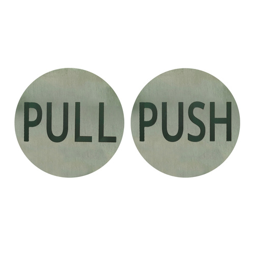 Round Push Pull Indicator Set Brushed Stainless Finish