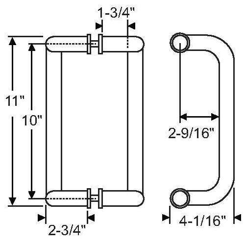 10in Offset Door Pull Brushed Stainless Steel