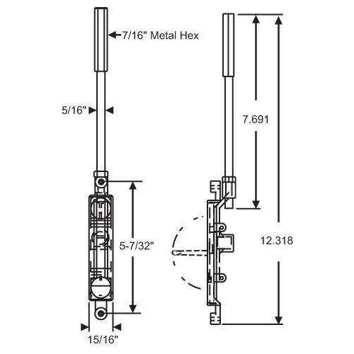 FLUSH BOLT ROD 7-3/4 SS ROD / BRASS TIP