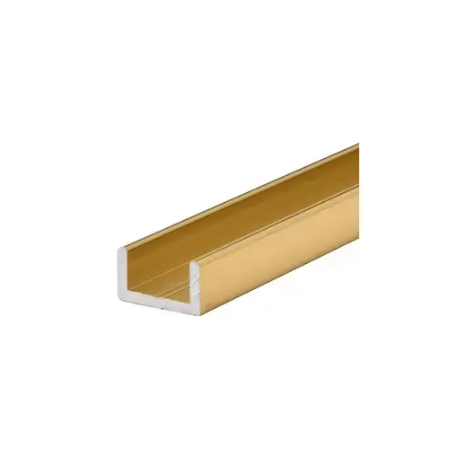 Brite Gold Anodized Frameless Shower Door Aluminum Regular U-Channel for 1/2" Thick Glass -  84" Length