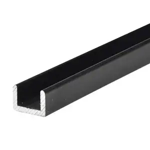 CRL SDCR38MBL Matte Black Frameless Shower Door Aluminum Regular U-Channel for 3/8" Thick Glass - 95" Stock Length