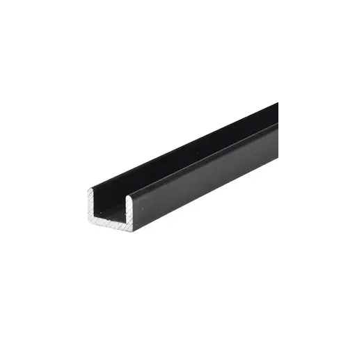 Matte Black Frameless Shower Door Aluminum Regular U-Channel for 3/8" Thick Glass -  23" Stock Length - pack of 10