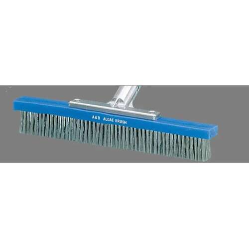 A&B Metal-Back Algae Brush, Stainless Steel Bristles 12"