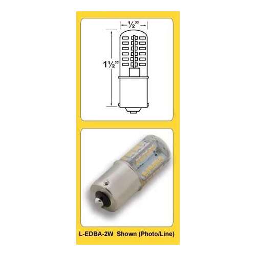 CORONA LIGHTING INC L-EDBA-2W Corona Light Bulb 2W Led Bayonet 2700K 360 Deg Flood 200L 5 Yr