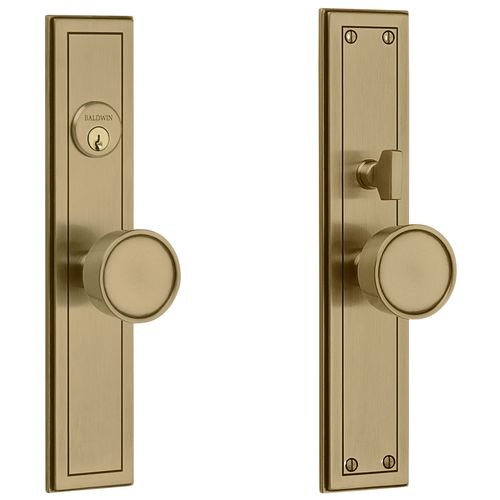 Hollywood Hills Knob by Knob Single Cylinder Entry Mortise Lock Trim Satin Brass with Brown Finish