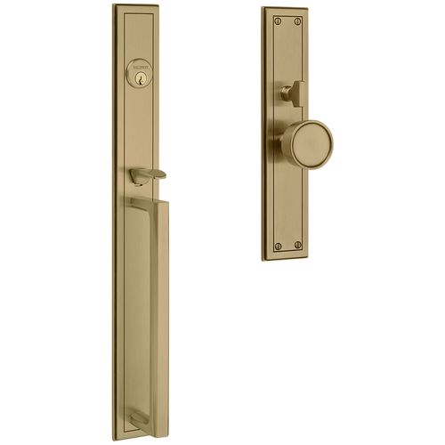 Hollywood Hills Handleset Single Cylinder Entry Mortise Lock Trim Satin Brass with Brown Finish