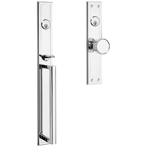 Hollywood Hills Handleset Double Cylinder Entry Mortise Lock Trim Bright Chrome Finish