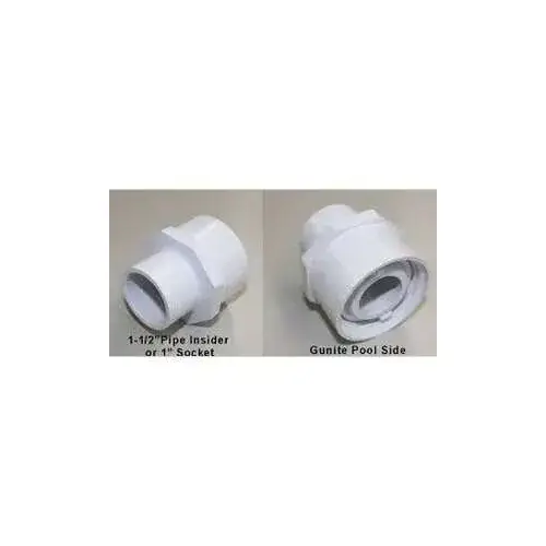 Pool Specialty Fittings, Reducer Adapter, 1-1/2" O.D. x 1" Slip, 1", White, Concrete