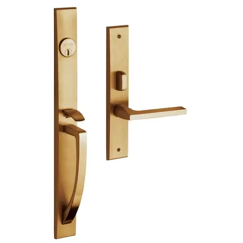 Lakeshore Right Hand Single Cylinder Entry Mortise Lock Trim Vintage Brass Finish