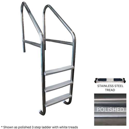 GLOBAL POOL PRODUCTS GPP-LD-C65-23-4ST-WB-M-SS-SST GPP CLASSIC 4 STEP LADDER POLISHED .065 MARINE GRADE W/ 23" WELDED CROSS BRACE AND STAINLESS STEEL TREADS