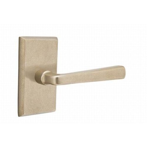 Cimarron Lever Left Hand Passage With Style # 3 Rose Tumbled White Bronze Finish