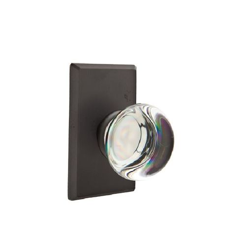 Providence Crystal Knob Privacy with Style # 3 Rose Flat Black Finish