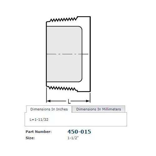 1-1/2" Plug PVC Sch. 40 MPT White