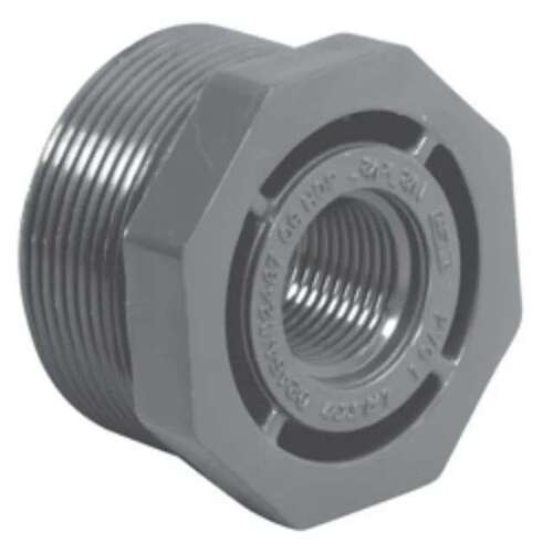 2" x 1-1/2" Bushing PVC Sch. 80 MPT x FPT Gray