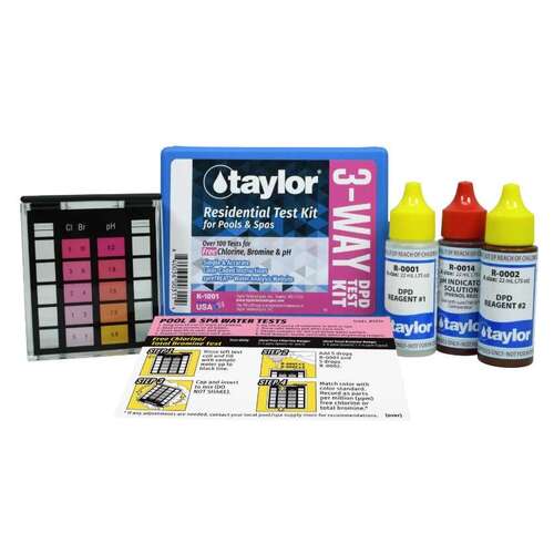 TAYLOR WATER TECHNOLOGIES, LLC K-1001-12 3-Way DPD Test Kit for Free Chlorine, Bromine, pH