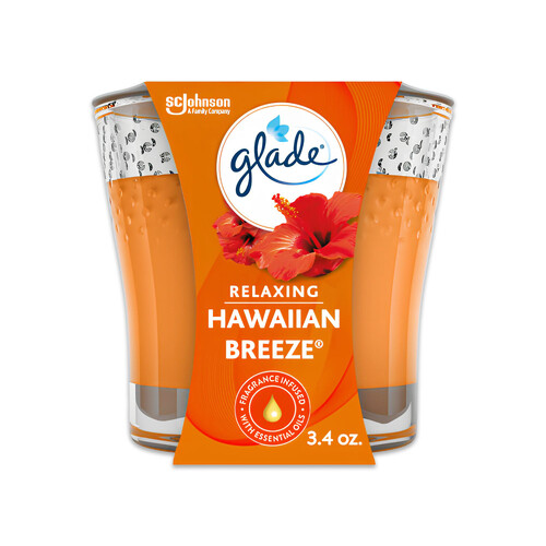 Air Freshener Candle, 3.4 oz Jar, Hawaiian Breeze, Orange