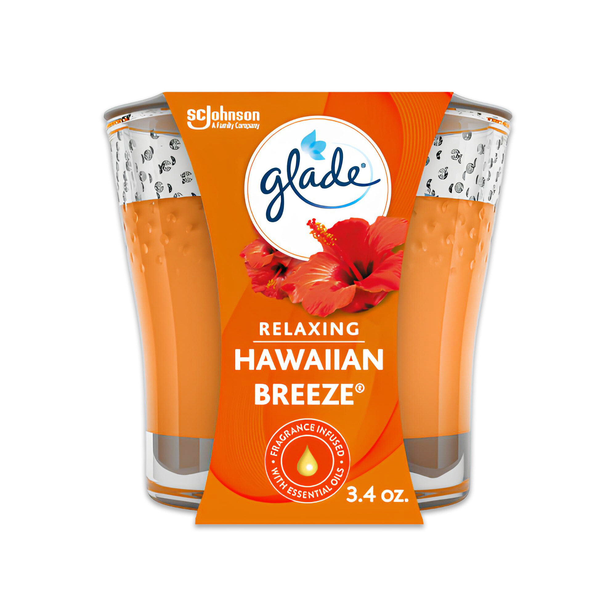 GLADE 76956 Air Freshener Candle, 3.4 oz Jar, Hawaiian Breeze, Orange