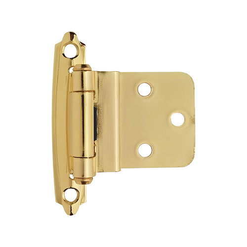 Inset Self Closing Kitchen Cabinet Hinges 3/8" Polished Brass Pair