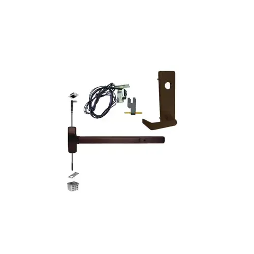 KIT - RX Request to Exit, Fire Rated CVR Concealed Vertical Rod Exit Device, Escutcheon x Dane Lever Trim 510L, 36" x 96", Less Dogging, LHR Left Hand Reverse/Reversible Handing, UL, Grade 1, 313AN/SP313 Anodized Aluminum, Duranodic Dark Bronze