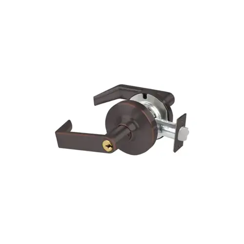 Grade 1 Storeroom Rhodes Lever, Key in Lever, 6-Pin C Keyway (Aged Bronze/Brown Cylinder 643e), 2-3/4" Backset, UL, ANSI Strike, Aged Bronze 643e, US11