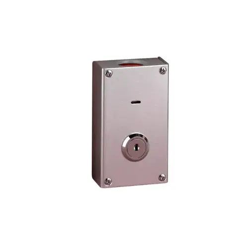 Mechanical Hold-Up Switch, Silent Operation with Key Reset. SPDT, Gray Metal Housing