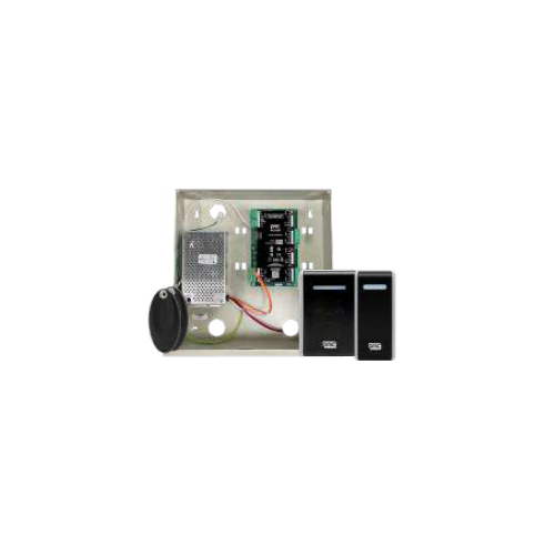 Comelit 909040232 Controller / Proximity Reader Starter Kit, (1) PAC 512 DCI Access Controller Box, (1) PAC GS3 Low Frequency Mullion Proximity Readers, (1) GS3 MT (High and Low Frequency) Administration Prox Reader, (1) Access Central and (10) Keypac Key Fobs