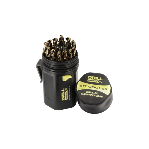 Drill America D/A29J-CO-PC 29 Piece M42 Gold Finish Cobalt w/135 Degree Split Point Tip Drill Bit Set in Plastic Case 1/16" - 1/2" (1/64" Increments)