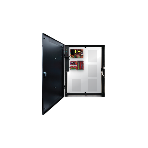 Life Safety Power FPO150-B100C8D8PE6M 4-8 Doors, E6 Enclosure, Mercury-Compatible Backplate, 150W Dual Voltage Power Supply, 8 Output Lock Module - Fused, 8 Output Auxiliary Distribution Module - Class 2 Power Limited