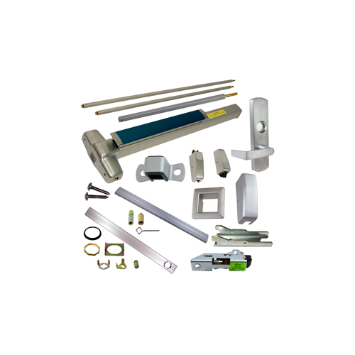 KIT - CD (Cylinder Dogging, Requires 1-1/4" Mortise Cylinder), SVR (Surface Vertical Rod) Smooth Exit Device, 996L-NL-06 Nightlatch Lever Trim (Requires Rim Cylinder), LHR Left Hand Reverse/Reversible Handing, (Snap Ring Tool Needed), Less Bottom Rods, 36" x 84", Grade 1, 626/US26D Satin Chrome