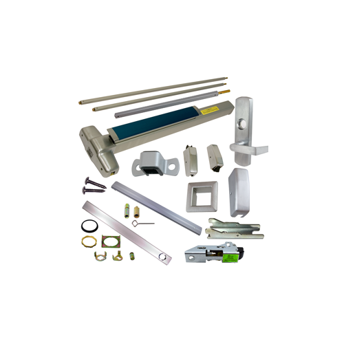 KIT - CD (Cylinder Dogging, Requires 1-1/4" Mortise Cylinder), SVR (Surface Vertical Rod) Smooth Exit Device, 996L-NL-06 Nightlatch Lever Trim (Requires Rim Cylinder), RHR Right Hand Reverse/Reversible Handing, (Snap Ring Tool Needed), Less Bottom Rods, 36" x 84", Grade 1, 626/US26D Satin Chrome