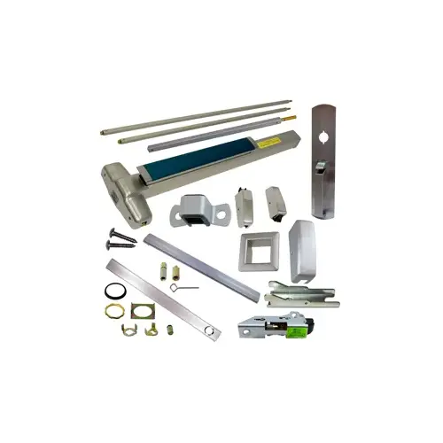 KIT - CD (Cylinder Dogging, Requires 1-1/4" Mortise Cylinder), SVR (Surface Vertical Rod) Smooth Exit Device, 990TP Thumb Piece Trim (Requires Rim Cylinder), Less Bottom Rods, 36" x 84", Grade 1, 626/US26D Satin Chrome