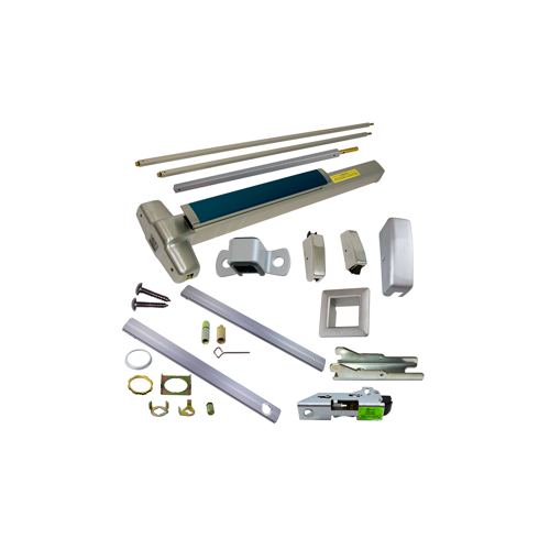 KIT - CD (Cylinder Dogging, Requires 1-1/4" Mortise Cylinder), SVR (Surface Vertical Rod) Grooved Exit Device, Exit Only No Trim, Non-Handed, Less Bottom Rod, 48" x 84", Grade 1, 626/US26D Satin Chrome