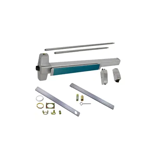 KIT - CD (Cylinder Dogging, Requires 1-1/4" Mortise Cylinder), SVR (Surface Vertical Rod) Grooved Exit Device, Exit Only No Trim, Non-Handed, 48" x 84", Grade 1, 628/US28 Satin Aluminum