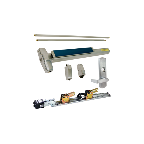 KIT - QEL (Quiet Electric Latch Retraction), SVR (Surface Vertical Rod) Smooth Exit Device, 996L-NL-06 Nightlatch Lever Trim (Requires Rim Cylinder), LHR Left Hand Reverse/Reversible Handing, (Snap Ring Tool Needed), 36" x 84", Grade 1, 626/US26D Satin Chrome