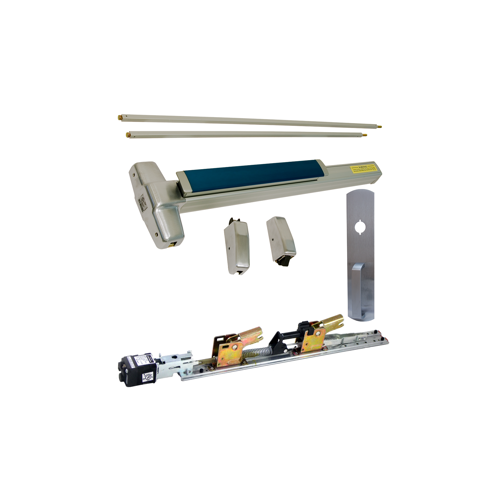 KIT - QEL (Quiet Electric Latch Retraction), SVR (Surface Vertical Rod) Smooth Exit Device, 990 Nightlatch Trim (Requires Rim Cylinder), 36" x 84", Grade 1, 626/US26D Satin Chrome