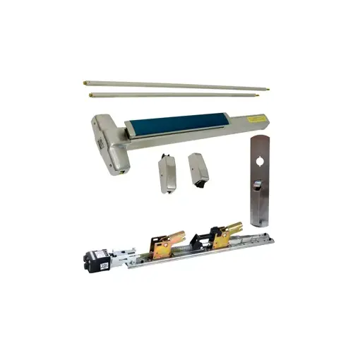 KIT - QEL (Quiet Electric Latch Retraction), SVR (Surface Vertical Rod) Smooth Exit Device, 990TP Thumb Piece Trim (Requires Rim Cylinder), 36" x 84", Grade 1, 626/US26D Satin Chrome