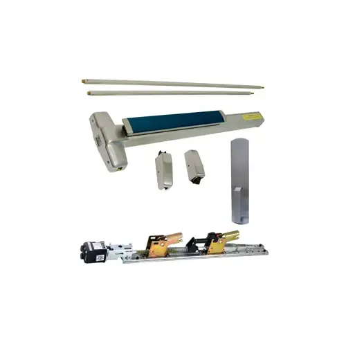 KIT - Fire-Rated, QEL (Quiet Electric Latch Retraction), SVR (Surface Vertical Rod) Exit Device, 990DT Dummy Pull Trim, Non-Handed, No Dogging, 36" x 84", Grade 1, 626/US26D Satin Chrome