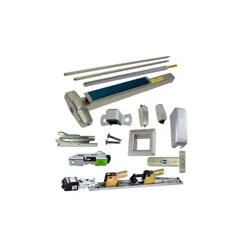 KIT - Fire-Rated, QEL (Quiet Electric Latch Retraction), SVR (Surface Vertical Rod) Exit Device, Exit Device Only No Trim, Non-Handed, Less Bottom Rod, No Dogging, 36" x 84", Grade 1, 626/US26D Satin Chrome