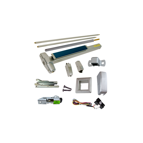 KIT - RX (Request to Exit Switch), SVR (Surface Vertical Rod) Grooved Exit Device, Exit Only No Trim, Less Bottom Rods, 48" x 84", Grade 1, 626/US26D Satin Chrome