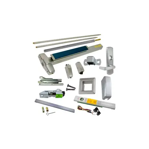 KIT - Alarmed (Requires 1-1/4" Mortise Cylinder), , RX (Request to Exit Switch), SVR (Surface Vertical Rod) Grooved Exit Device, 996L-06 Lever Trim, LHR Left Hand Reverse/Reversible Handing (Snap Ring Tool Required), Less Bottom Rods, 48" x 84", Grade 1, 626/US26D Satin Chrome