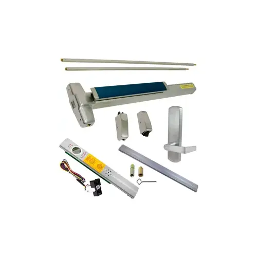 KIT - Alarmed (Requires 1-1/4" Mortise Cylinder), , RX (Request to Exit Switch), SVR (Surface Vertical Rod) Grooved Exit Device, 996L-DT-06 Dummy Lever Trim, RHR Right Hand Reverse/Reversible Handing (Snap Ring Tool Required), 48" x 84", Grade 1, 626/US26D Satin Chrome