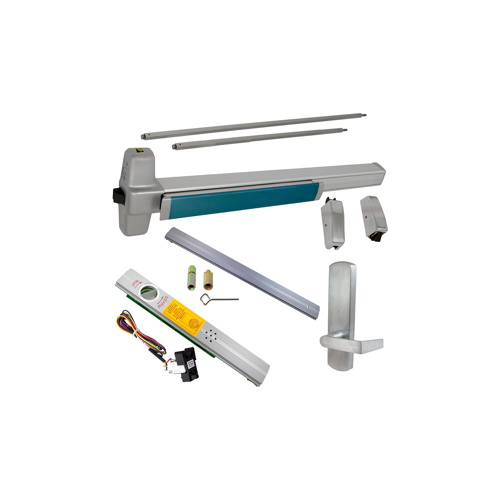 KIT - Alarmed, RX (Request to Exit Switch), SVR (Surface Vertical Rod) Exit Device, 996L-BE-06 Passage Lever Trim, RHR Right Hand Reverse/Reversible Handing, 36" x 84", Grade 1, 628 Satin Aluminum