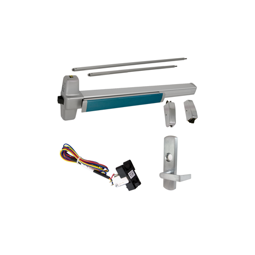 KIT - RX (Request to Exit Switch), SVR (Surface Vertical Rod) Exit Device, 996L-NL-06 Nightlatch Lever Trim, RHR Right Hand Reverse/Reversible Handing, 36" x 84", Grade 1, 628 Satin Aluminum