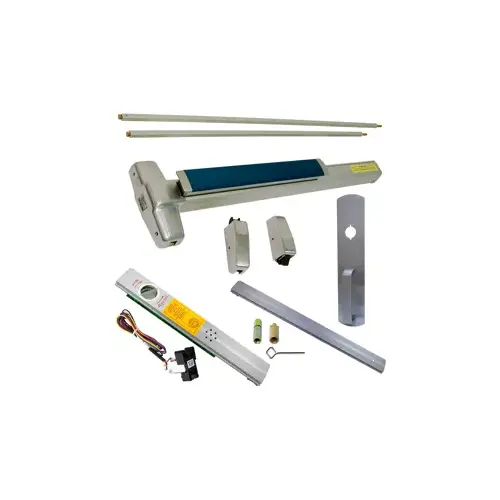 KIT - Alarmed (Requires 1-1/4" Mortise Cylinder), , RX (Request to Exit Switch), SVR (Surface Vertical Rod) Grooved Exit Device, 990NL Nightlatch Trim, 48" x 84", Grade 1, 626/US26D Satin Chrome