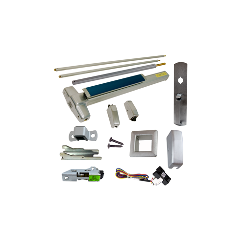 KIT - RX (Request to Exit Switch), SVR (Surface Vertical Rod) Grooved Exit Device, 990TP Thumb Piece Trim, Less Bottom Rods, 48" x 84", Grade 1, 626/US26D Satin Chrome