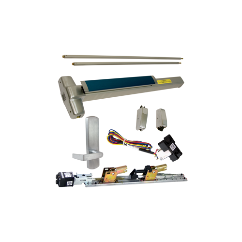 KIT - QEL (Quiet Electric Latch Retraction), RX (Request to Exit Switch), SVR (Surface Vertical Rod) Smooth Exit Device, 996L-DT-06 Dummy Lever Trim, LHR Left Hand Reverse/Reversible Handing, (Snap Ring Tool Needed), 36" x 84", Grade 1, 626/US26D Satin Chrome