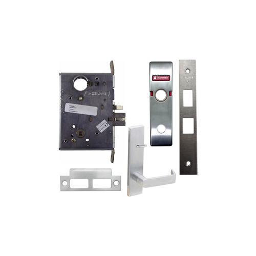 Corridor Mortise Lock Less Cylinder with 06 Lever and N Escutcheon with Outside Vacant Occupied Indicator Satin Chrome Finish