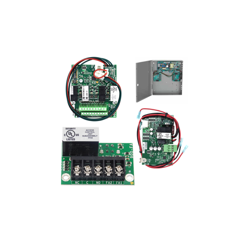 Base Power Supply (4A (16A inrush) @ 12/24 VDC field selectable), 4 Relay board integrated logic for controlling security interlocks, auto operators and time delays with FA Battery Backup Board Only