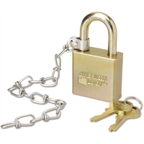 Padlock With Attached Chain, 1 3/4 Width, Steel